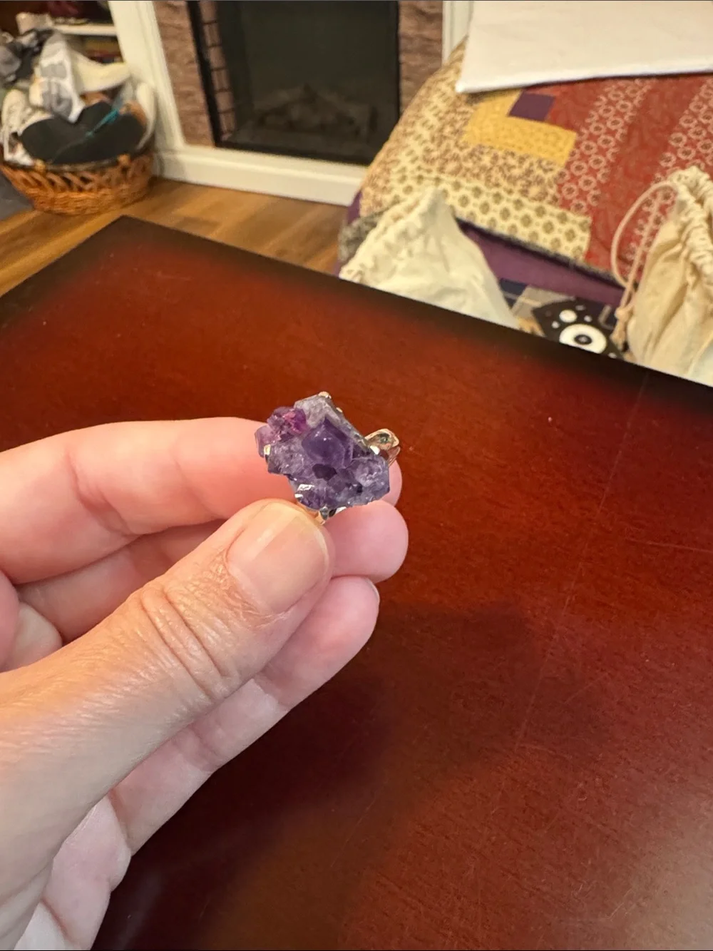Gorgeous Amethyst Raw Crystal Statement Ring - Purple